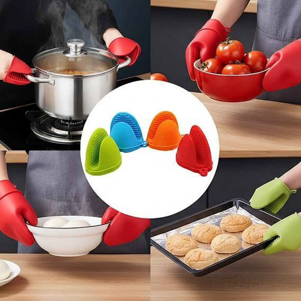 Heat-Resistant Silicone Pot Holder Clip Gloves