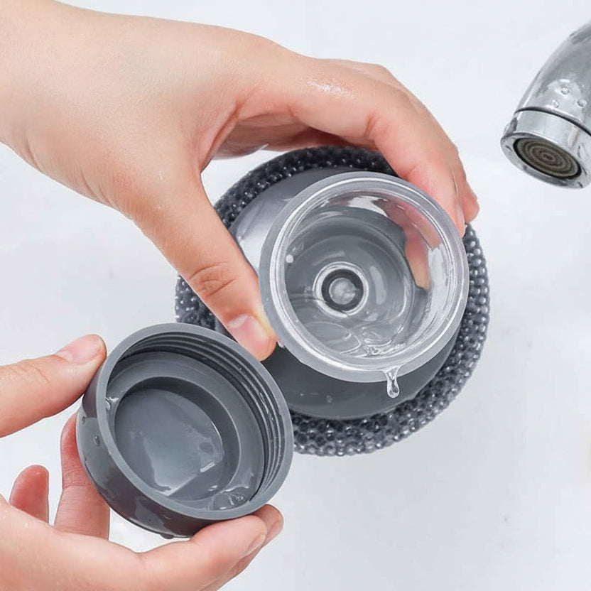 Affordable Easy-Grip Dish Brush with Soap Dispenser