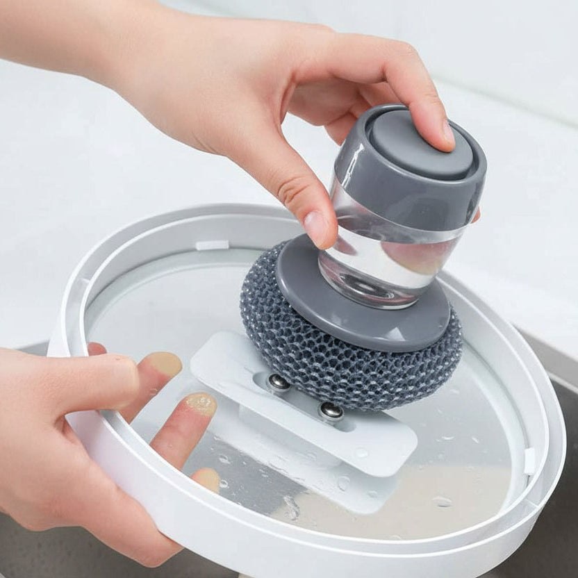 Affordable Easy-Grip Dish Brush with Soap Dispenser