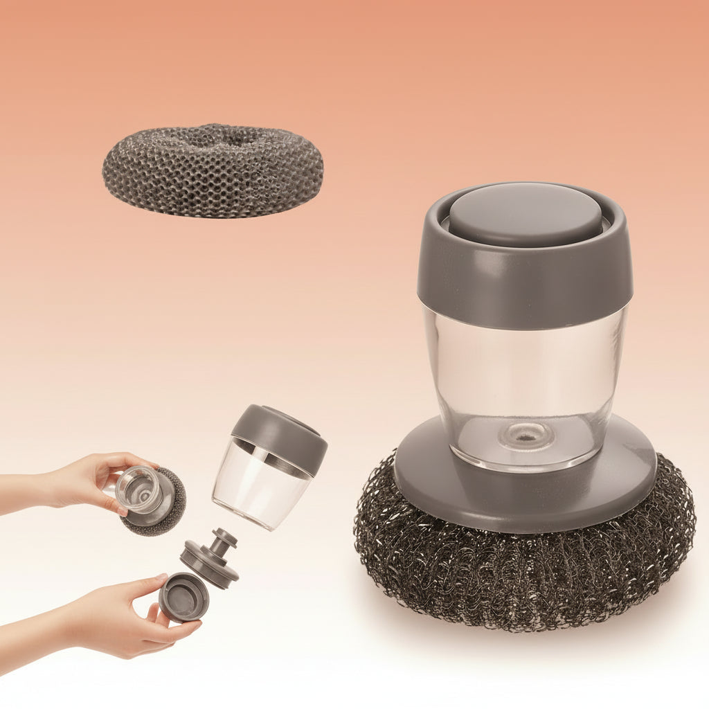 Affordable Easy-Grip Dish Brush with Soap Dispenser